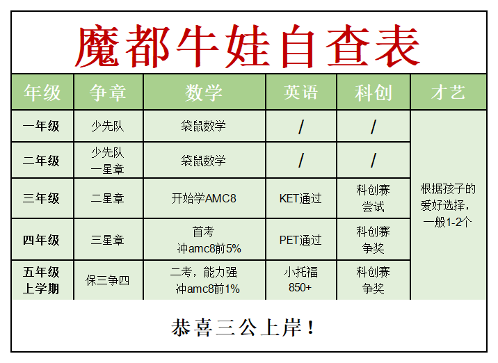 三公自查表